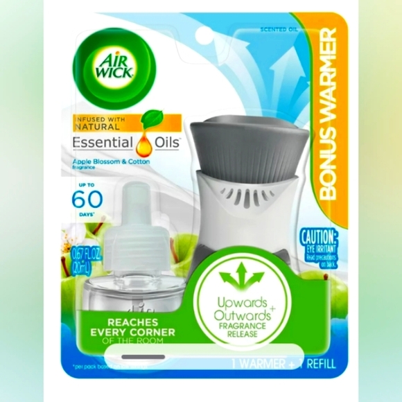 🍏 Air Wick Essential Oils Warmer & Plug-in Fragrance  Apple Blossom & Cotton - Picture 1 of 3